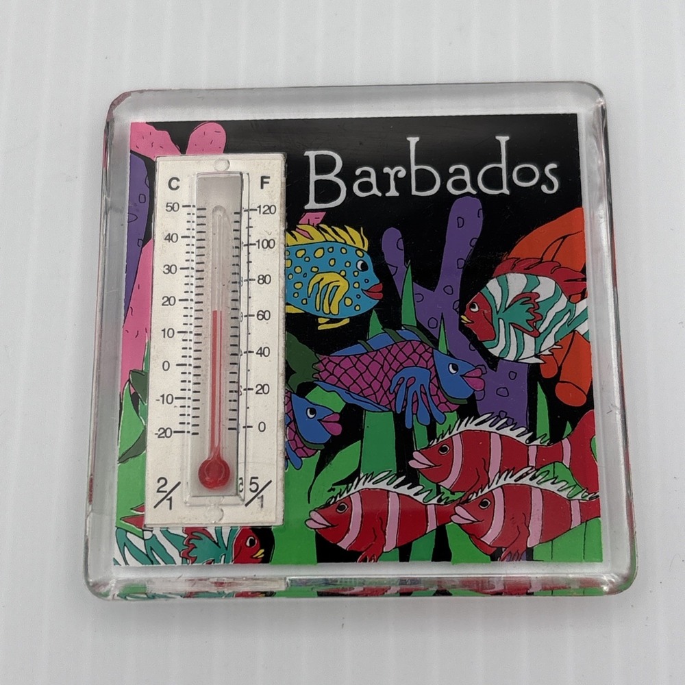 Barbados 2-1/2" X 2-1/2" Thermometer Refrigerator Fridge Magnet
